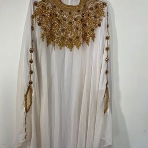 White Gold Dubai Abaya Kaftan Farasha Dress